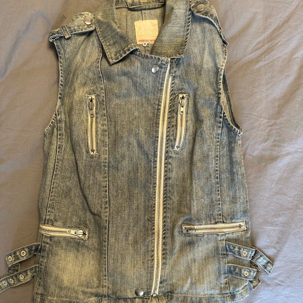 Rebecca Taylor denim motorcycle sleeveless vest size small